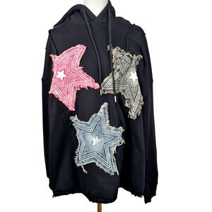 Aelfric Eden Women's LRG Denim Star Applique Hoodie Sweatshirt Indie Skater
